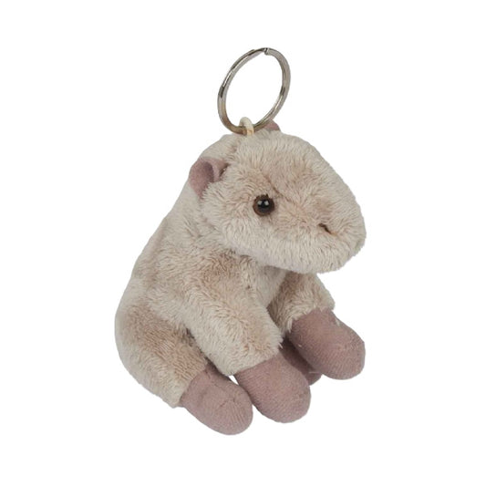 yorkshire wildlife park capybara keyring soft toy beige  coat metal keyring 10cm