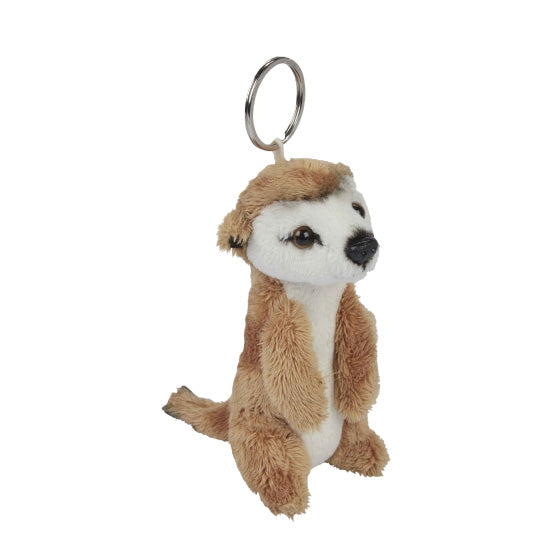 Plush meerkat keychain on a white background