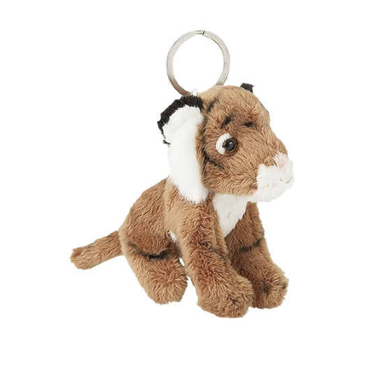 Plush animal keychain on a white background