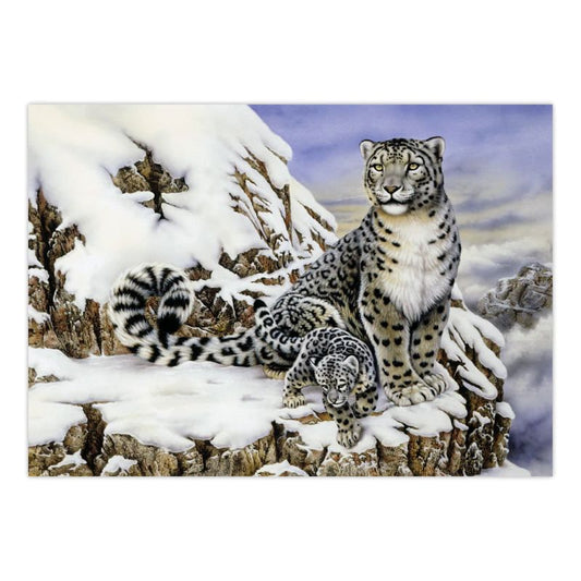 Paint by Numbers - Alpine Royalty - Snow Leopard & Cub