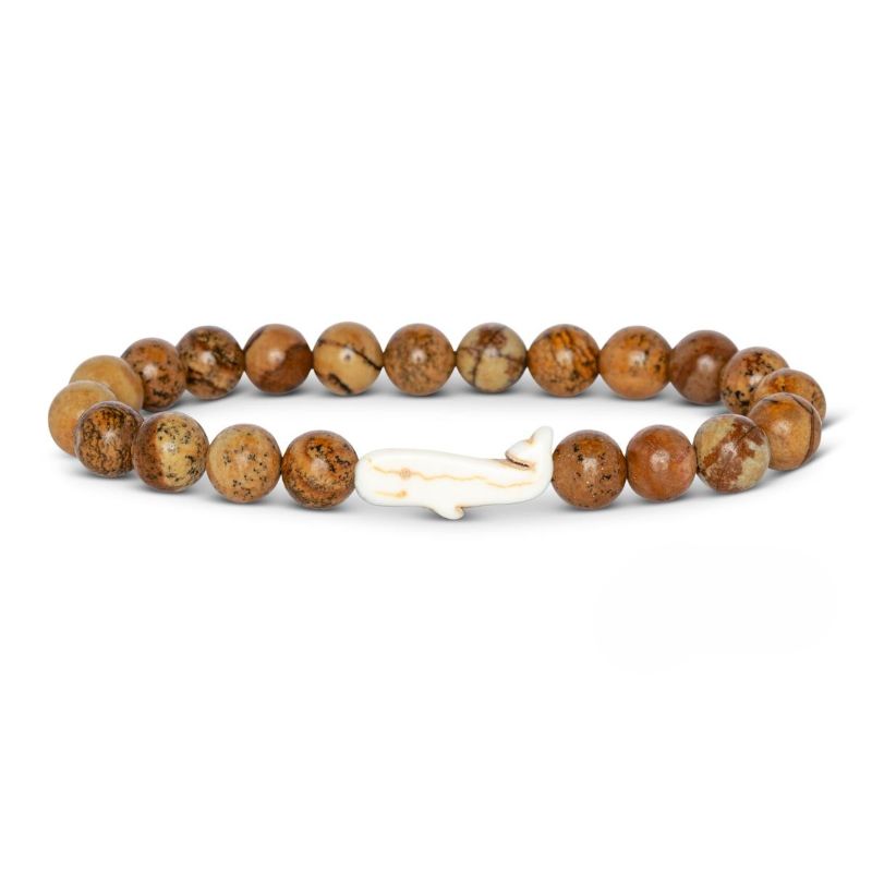 fahlo animal tracking bracelet the wayfare bracelet whale with beige dune stone beads and white whale charm