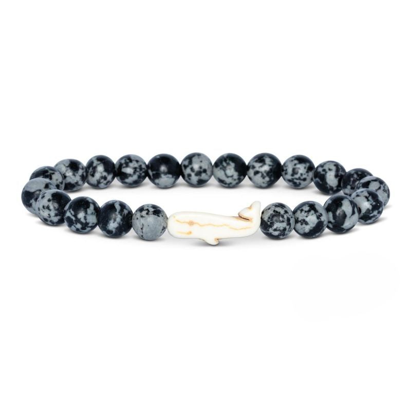 fahlo animal tracking bracelet the wayfare bracelet whale with grey black ocelli stone beads and white whale charm