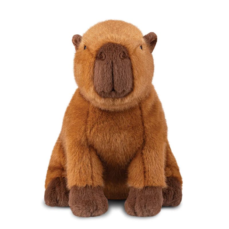 Brown capybara plush toy on a white background