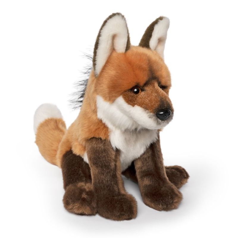 Plush maned wolf fox toy on a white background