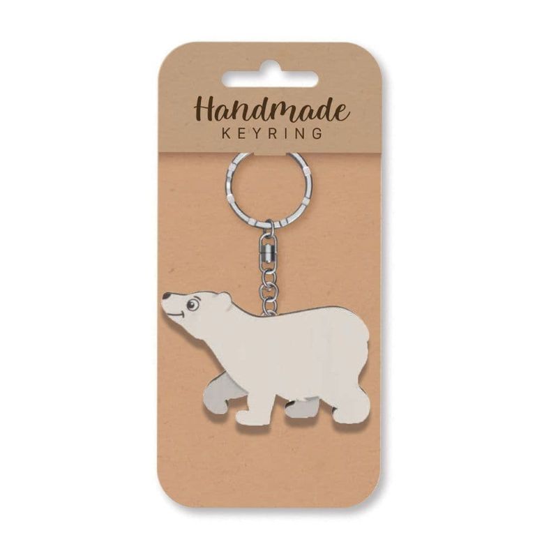 Polar Bear Wooden Keyring