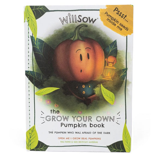 Children's book titled 'The Grow Your Own Pumpkin Book' by WillSow on a white background